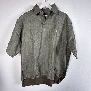 John Blair Mens Green Cotton Short Sleeve Polo Shirt XL Pockets Pullover Casul